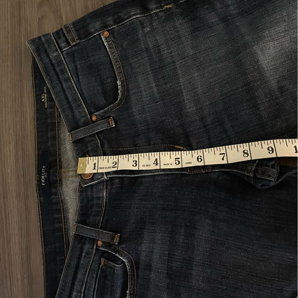 Fidelity Denim Dark Blue Mid Rise Straight Leg AXL Girlfriend Jeans - Picture 9 of 10